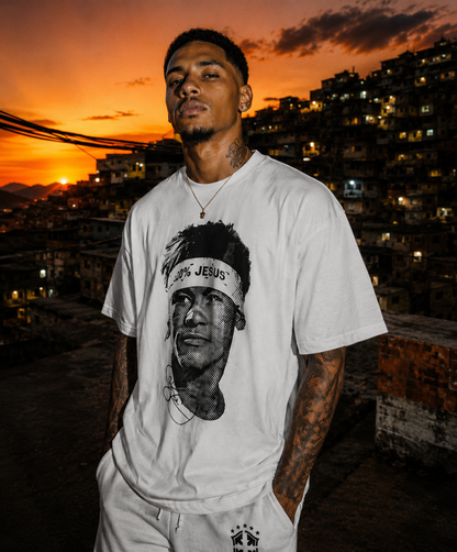 100 Jesus Tee lifestyle front favela sunset