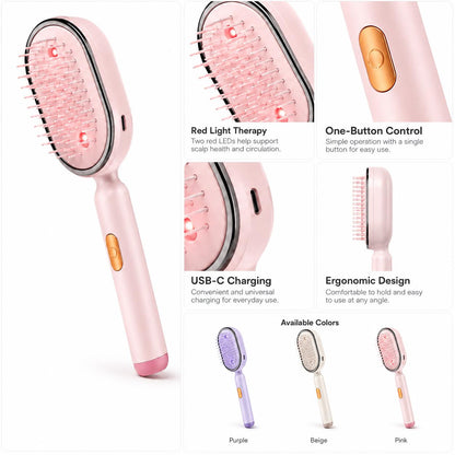 Electric Misting Hair Brush pink feature collage