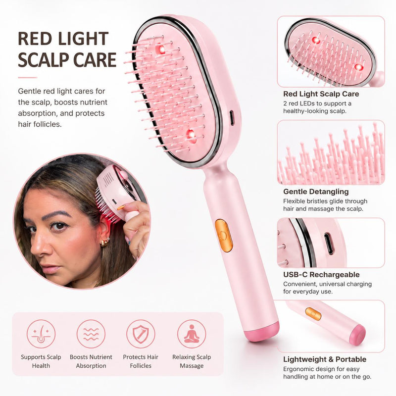 Electric Misting Hair Brush scalp care infographic