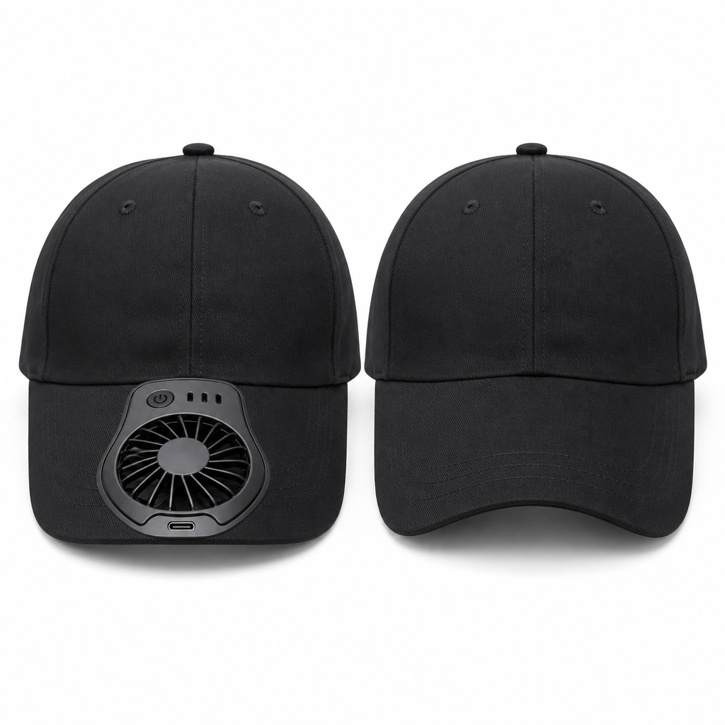 USB rechargeable fan cap comparison image
